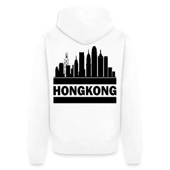 Hong Kong Skyline Souvenir Asia Buddha Gift Om - Unisex Premium Organic Zip Hoodie - white - Back - Thijin (182cm)