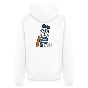 Französisch ScHoF - Unisex Premium Bio Zip Hoodie - Weiß - Hinten - Thijin (182cm)