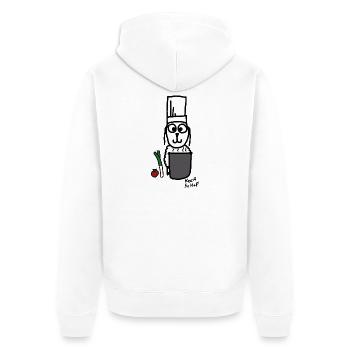 Koch ScHoF - Unisex Premium Bio Zip Hoodie - Weiß - Hinten - Thijin (182cm)