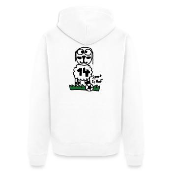 Sport ScHoF - Unisex Premium Bio Zip Hoodie - Weiß - Hinten - Thijin (182cm)