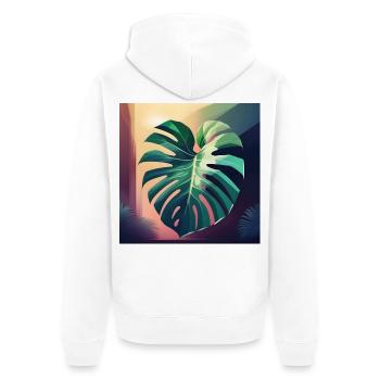 Monstera Leaf - Unisex Premium Bio Zip Hoodie - Weiß - Hinten - Thijin (182cm)