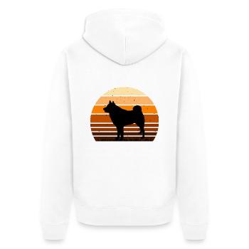 Finnischer Spitz Hund Liebhaber Silhouette Vintage Sonnenuntergang - Unisex Premium Bio Zip Hoodie - Weiß - Hinten - Thijin (182cm)