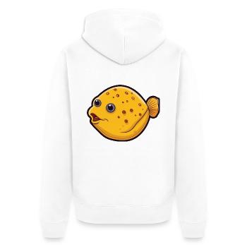 Flunderkarikatur Kawaii Aquarellillustration - Unisex Premium Bio Zip Hoodie - Weiß - Hinten - Thijin (182cm)