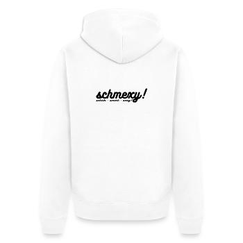 schmexy! mit Slogan - Unisex Premium Bio Zip Hoodie - Weiß - Hinten - Thijin (182cm)