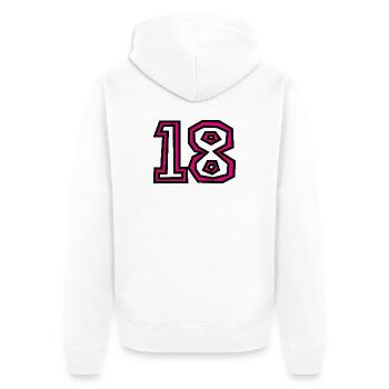 18. 18 JAHRE ALT. 18-JÄHRIGES JUBILÄUM. GEBURTSTAG 18 JAHRE. - Unisex Premium Bio Zip Hoodie - Weiß - Hinten - Thijin (182cm)