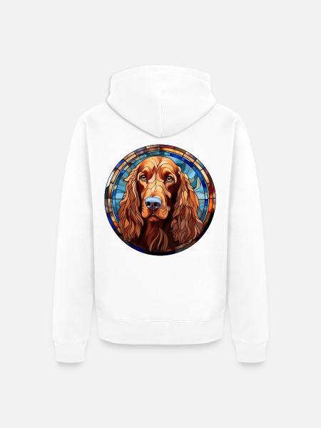 Irish Setter Hunderasse Aquarellglas - Unisex Premium Bio Zip Hoodie - Weiß