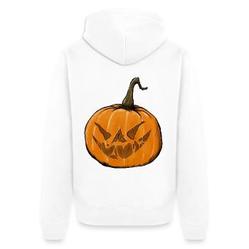 Halloween Horror Kürbis - Unisex Premium Bio Zip Hoodie - Weiß - Hinten - Thijin (182cm)