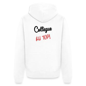 KOLLEGE. HUMOR. RUHESTAND. RUHESTAND. PENSIONIERT - Unisex Premium Bio Zip Hoodie - Weiß - Hinten - Thijin (182cm)