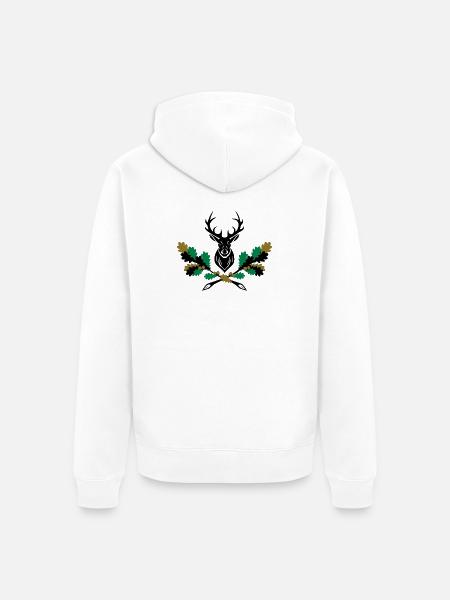 Hirsch Geweih Eiche Logo 3farbig - Unisex Premium Bio Zip Hoodie - Weiß