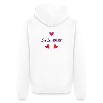 RUHESTAND. FROHEN RUHESTAND. GLÜCKLICHER RUHESTAND - Unisex Premium Bio Zip Hoodie - Weiß - Hinten - Thijin (182cm)