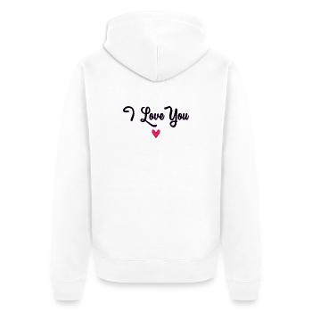 MUTTERTAG. SCHÖNEN MUTTERTAG. MAMA - Unisex Premium Bio Zip Hoodie - Weiß - Hinten - Thijin (182cm)