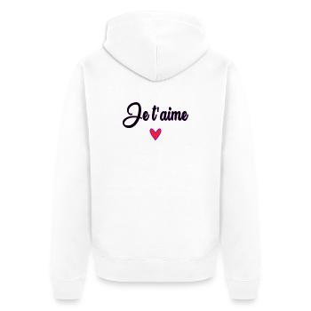 MUTTERTAG. SCHÖNEN MUTTERTAG. MAMA - Unisex Premium Bio Zip Hoodie - Weiß - Hinten - Thijin (182cm)