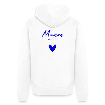 MUTTERTAG. SCHÖNEN MUTTERTAG. MAMA - Unisex Premium Bio Zip Hoodie - Weiß - Hinten - Thijin (182cm)