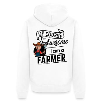 Of course I'm awesome - I am a Farmer - Unisex Premium Bio Zip Hoodie - Weiß - Hinten - Thijin (182cm)