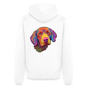 Pudelpointer Hunderasse Cartoon Kawaii Illustration - Unisex Premium Bio Zip Hoodie - Weiß - Hinten - Thijin (182cm)
