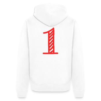 1. 1 JAHR. 1. JAHRESTAG. 1 JAHR GEBURTSTAG - Unisex Premium Bio Zip Hoodie - Weiß - Hinten - Thijin (182cm)