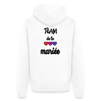 TEAM BRIDAL - Unisex Premium Bio Zip Hoodie - Weiß - Hinten - Thijin (182cm)
