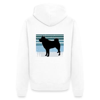 Finnischer Spitz Hundeliebhaber Silhouette Vintage Sonnenuntergang - Unisex Premium Bio Zip Hoodie - Weiß - Hinten - Thijin (182cm)