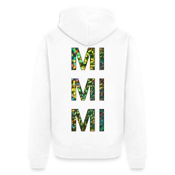 mimimi glitter - Unisex Premium Bio Zip Hoodie - Weiß - Hinten - Thijin (182cm)