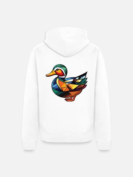 Mandarinenten-bunte Aquarell-Tierkarikatur - Unisex Premium Bio Zip Hoodie - Weiß