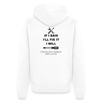 Heimwerker - Unisex Premium Bio Zip Hoodie - Weiß - Hinten - Thijin (182cm)