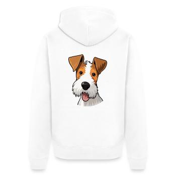 Draht Foxterrier Hunderasse Aquarell Karikatur Kawa - Unisex Premium Bio Zip Hoodie - Weiß - Hinten - Thijin (182cm)