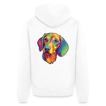 Miniatur Dackel Hunderasse Cartoon Kawaii Illus - Unisex Premium Bio Zip Hoodie - Weiß - Hinten - Thijin (182cm)
