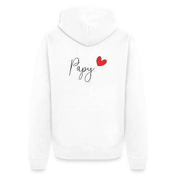 - PAPY. - DAD. VATERTAG. - Gute Nacht, Dad. - Unisex Premium Bio Zip Hoodie - Weiß - Hinten - Thijin (182cm)