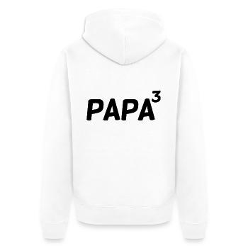 Dreifacher Vater - Papa hoch Drei - Vatertag - Unisex Premium Bio Zip Hoodie - Weiß - Hinten - Thijin (182cm)