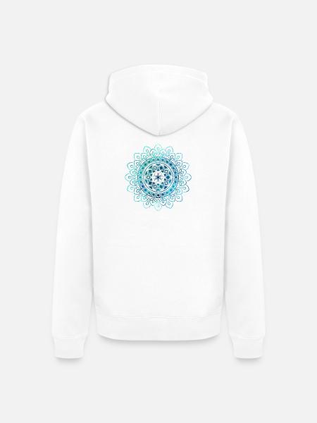 Mandala - Blau - Unisex Premium Bio Zip Hoodie - Weiß