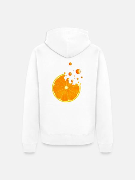 Saftige Orangenscheibe mit Spritzern - Unisex Premium Bio Zip Hoodie - Weiß