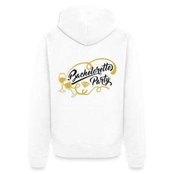 Bachelorette Party - JGA mit Sektgläsern - Unisex Premium Bio Zip Hoodie - Weiß - Hinten - Thijin (182cm)