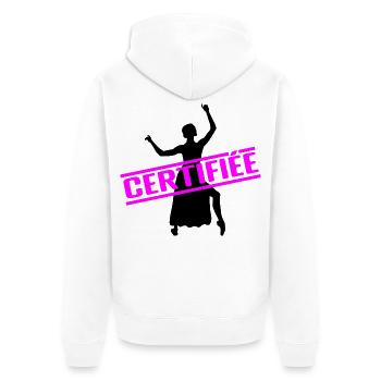 ZERTIFIZIERTER BESTER LEHRER - Unisex Premium Bio Zip Hoodie - Weiß - Hinten - Thijin (182cm)
