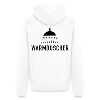 Warmduscher - Spruch mit Dusche - Unisex Premium Bio Zip Hoodie - Weiß - Hinten - Thijin (182cm)