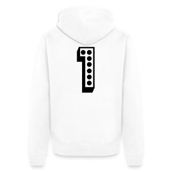 1. 1 JAHR. 1. JAHRESTAG. 1 JAHR GEBURTSTAG - Unisex Premium Bio Zip Hoodie - Weiß - Hinten - Thijin (182cm)