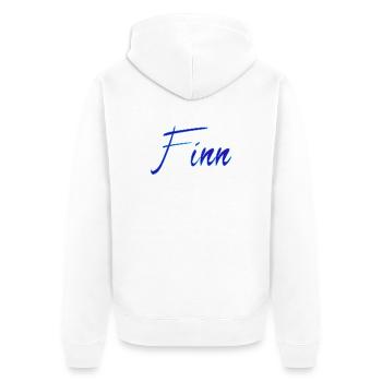Name Finn - Unisex Premium Bio Zip Hoodie - Weiß - Hinten - Thijin (182cm)