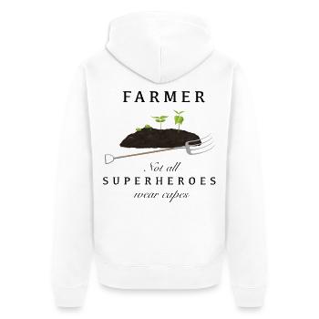 Farmer - Not all Superheroes wear Capes - Unisex Premium Bio Zip Hoodie - Weiß - Hinten - Thijin (182cm)