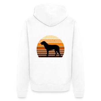 Cao De Castro Laboreiro Hund Silhouette Retro Sonne - Unisex Premium Bio Zip Hoodie - Weiß - Hinten - Thijin (182cm)