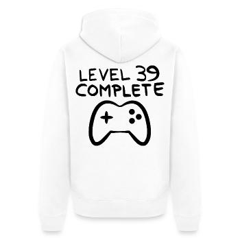 Level 39 abgeschlossen 39.Geburtstag - Unisex Premium Bio Zip Hoodie - Weiß - Hinten - Thijin (182cm)