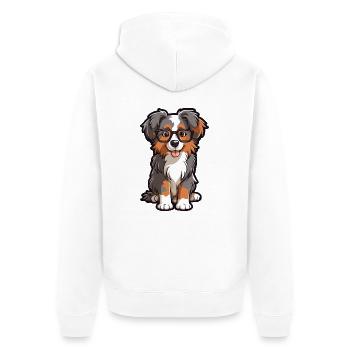 Australian Shepherd Hunderasse Aquarell Karikatur K - Unisex Premium Bio Zip Hoodie - Weiß - Hinten - Thijin (182cm)