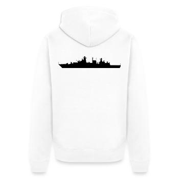 Fregatte Brandenburg Klasse (Black) - Unisex Premium Bio Zip Hoodie - Weiß - Hinten - Thijin (182cm)