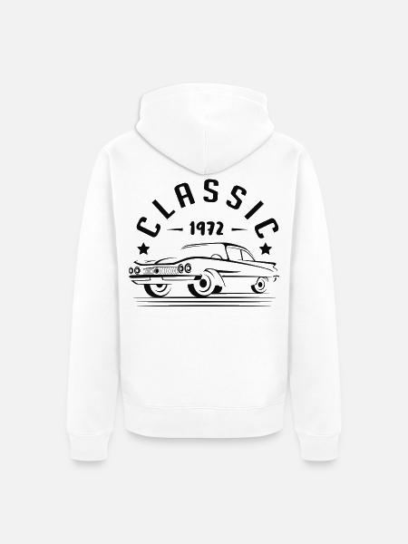 Geschenkidee - CLASSIC 1972. - Unisex Premium Bio Zip Hoodie - Weiß