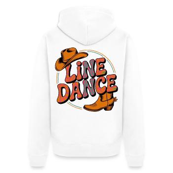 Line Dance mein Hobby - meine Passion - mein Ding - Unisex Premium Bio Zip Hoodie - Weiß - Hinten - Thijin (182cm)