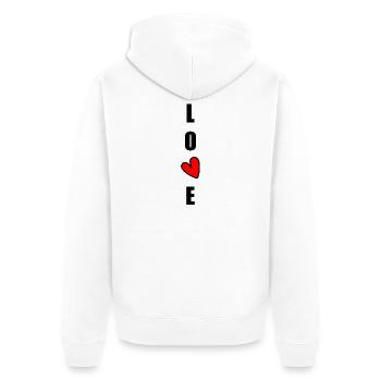 ICH LIEBE DICH. ICH LIEBE DICH. LIEBE. LIEBE. HERZ. - Unisex Premium Bio Zip Hoodie - Weiß - Hinten - Thijin (182cm)
