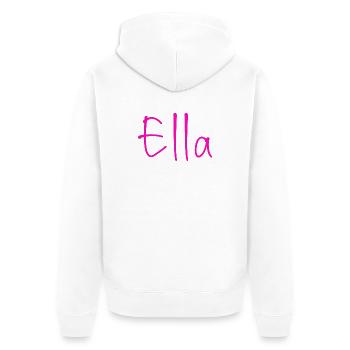 Ella Neon-Schriftzug - Unisex Premium Bio Zip Hoodie - Weiß - Hinten - Thijin (182cm)
