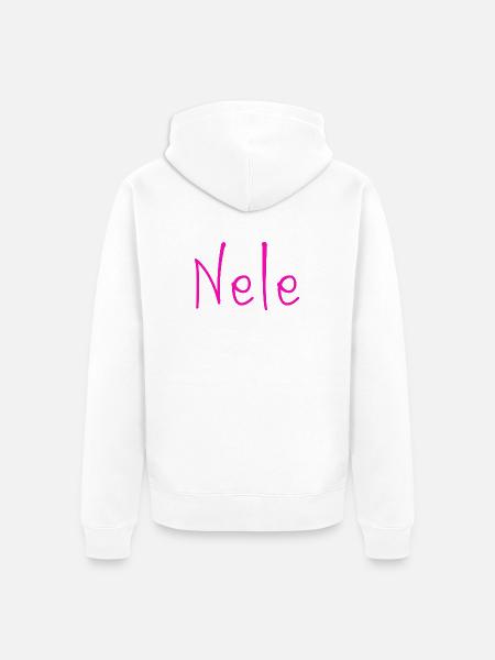 Nele Neon Schrift - Unisex Premium Bio Zip Hoodie - Weiß