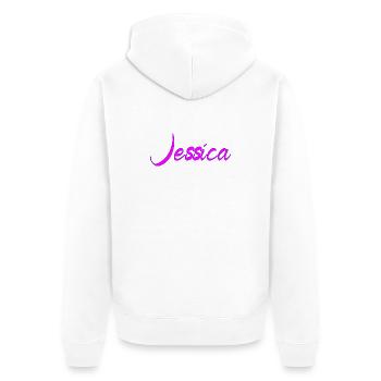 Jessica Neon Script Pink - Unisex Premium Bio Zip Hoodie - Weiß - Hinten - Thijin (182cm)