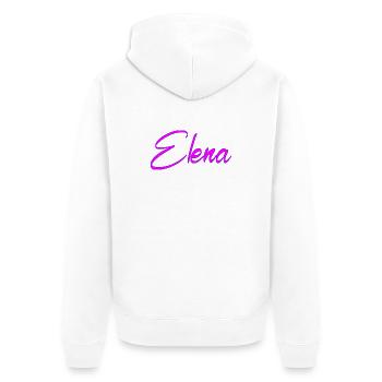 Elena Neon Pink Script - Unisex Premium Bio Zip Hoodie - Weiß - Hinten - Thijin (182cm)