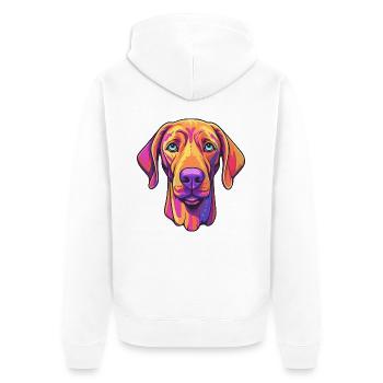 Rhodesian Ridgeback Hunderasse Cartoon Kawaii Illus - Unisex Premium Bio Zip Hoodie - Weiß - Hinten - Thijin (182cm)