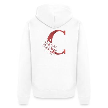 C Monogramm Buchstabe - Unisex Premium Bio Zip Hoodie - Weiß - Hinten - Thijin (182cm)